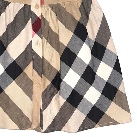 Burberry Children Girls Classic Check Short Puff Sleeve Button Front Dress 6-7Y - Picture 12 of 14